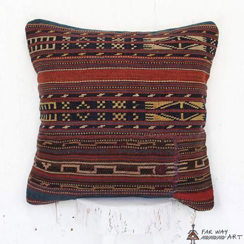 Persian Antique Flat Woven Rug Pillow