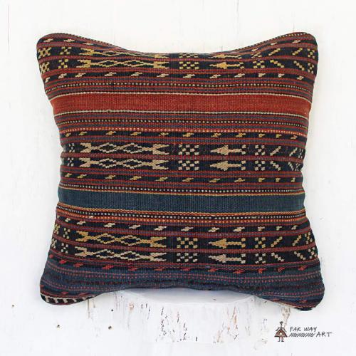 Antique Flat Woven Rug Pillow