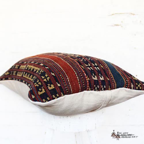 Antique Flat Woven Rug Lumbar Pillow antique flatwoven rug lumbar pillow farwayart2