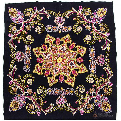 Luxury Hand Embroidered Wall Hanging chrocheting on fabric3 farwayart