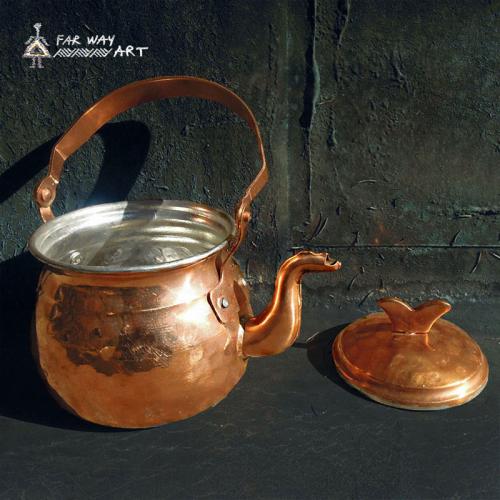 Hand hammered copper Pot copper chasing repousse farwayart