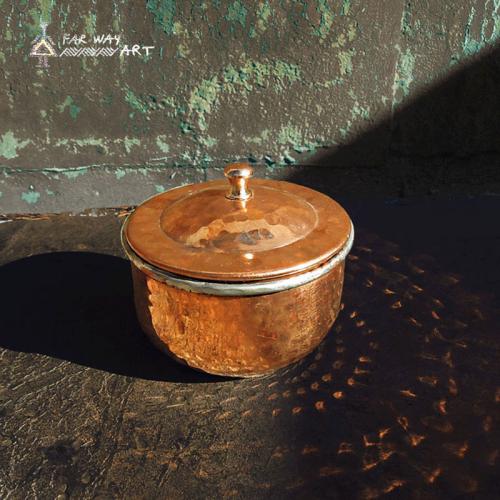 Persian hand hammered copper decor copper sugar bowl farwayart