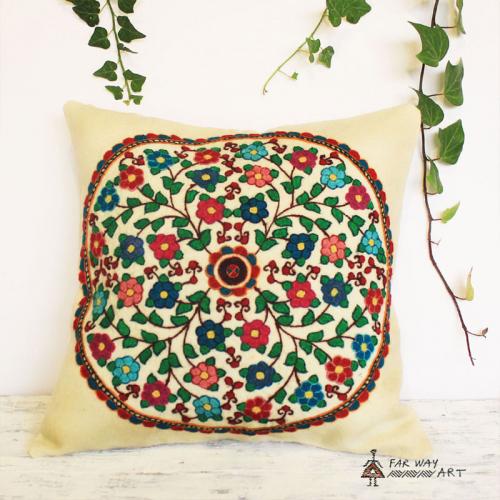 Hand-embroidered Suzani Pillow Cover