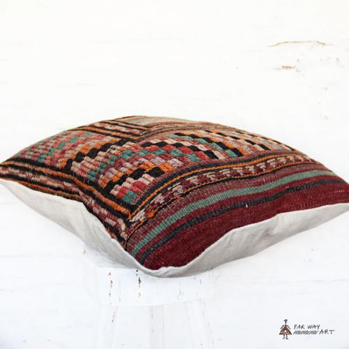 Pink Persian tribal kilim pillow no.1 handmade nomadic rug pillow3 farwayart