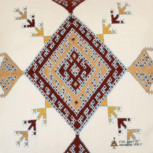 Minimal Tribal Hand Embroidered Pillow handmade pillow3 farwayart