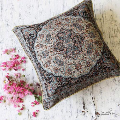 Gray Hand-woven Termeh Pillow Cover