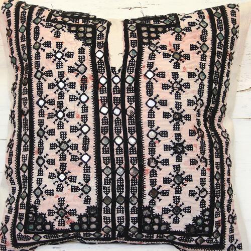 Light Pink Tribal Mirror Embroidered Pillow Cover light pink tribal mirror embroidered pillow farwayart2