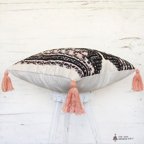 Light Pink Tribal Mirror Embroidered Pillow Cover light pink tribal mirror embroidered pillow2 farwayart