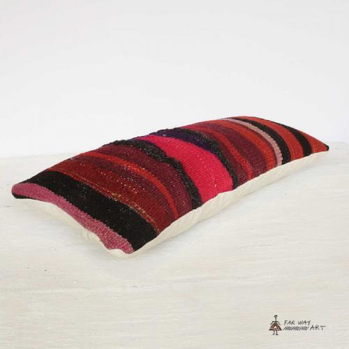 Handmade Vibrant Lumbar Rug Pillow lumber kilim cushion3 farwayart
