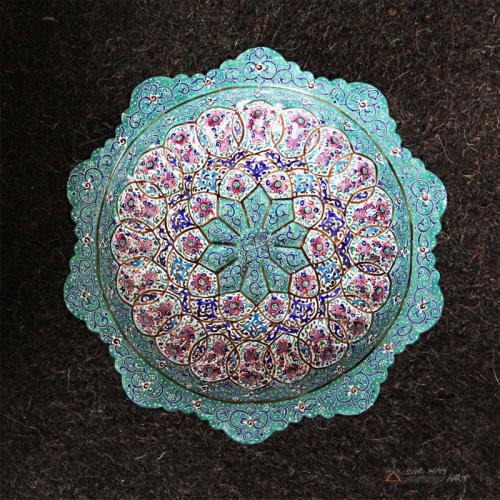 Hand Painted Pedestal Candy / Nut Bowl Dish (Meenakari) mandala plate2 farwayart