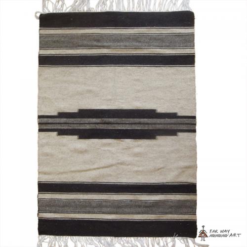 Minimalist tribal undyed wool Rug