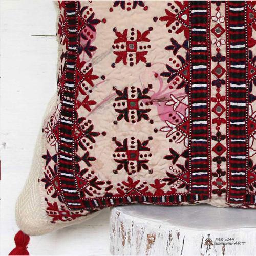 Tribal Mirror Embroidered Pillow mirror embroidered pillow3 farwayart