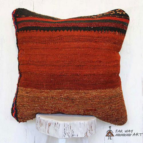 Orange/Brown Rug Pillow Cover