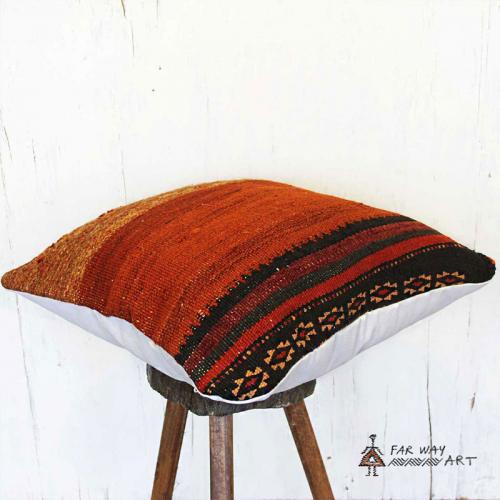 Orange/Brown Rug Pillow Cover orange rug pillow3 farwayart