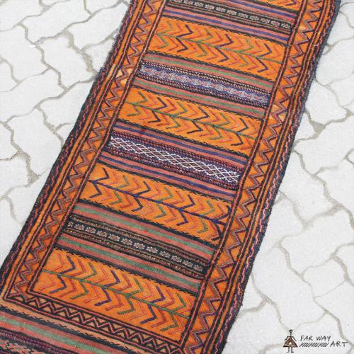 Semi-antique Persian Orange nomadic Kilim