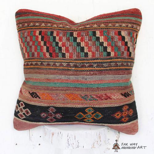 Pink Tribal Rug Pillow Cover
