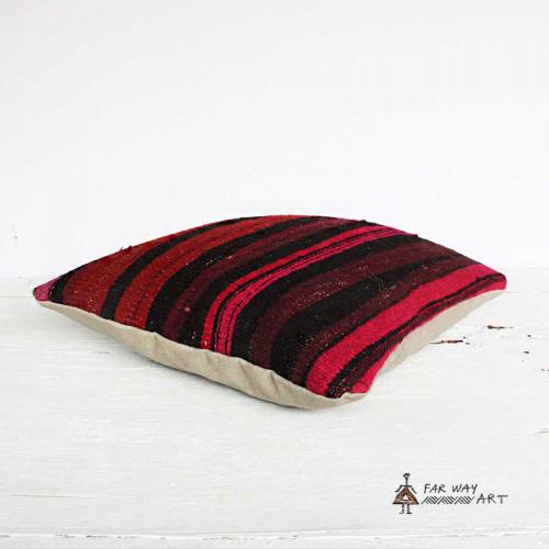 Striped Pink & Black Kilim Pillow pink striped kilim pillow2 farwayart