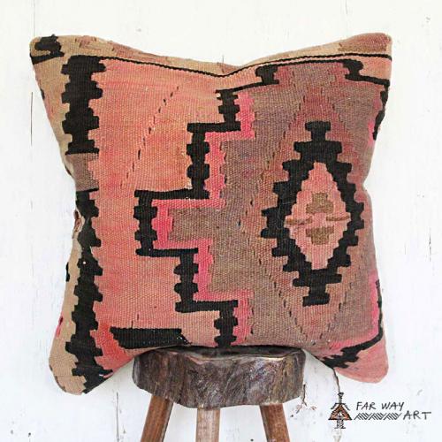 Pink Peach Kilim Pillow Cover