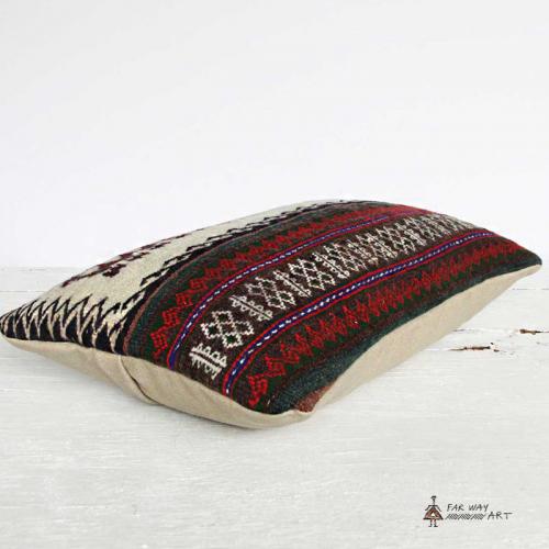 Minimal Tribal Lumbar Rug Pillow tribal kilim pillow4 farwayart