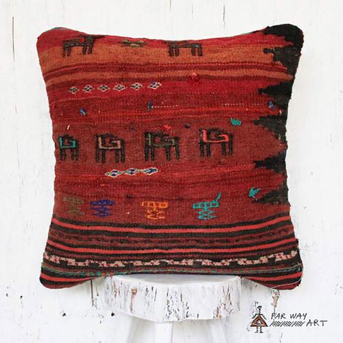 Tribal Kilim Pillow with animal motif no.2