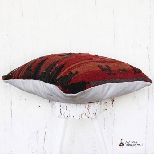 Tribal Kilim Pillow with animal motif no.2 vintage tribal kilim pillow3 farwayart