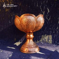 Copper hand-engraved sugar bowl