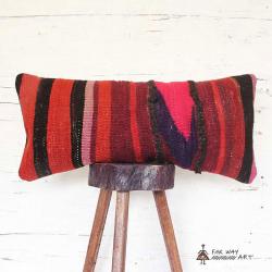 Handmade Vibrant Lumbar Rug Pillow