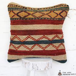 Tribal Kilim Pillow With Geometric Pattern