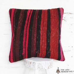 Striped Pink & Black Kilim Pillow