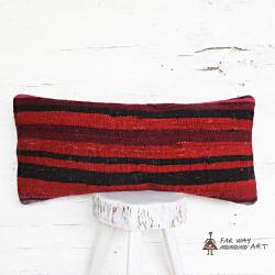 Striped Pink & Black Kilim Lumbar Pillow