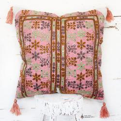 Pink Mirror Embroidered Throw Pillow