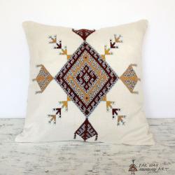 Minimal Tribal Hand Embroidered Pillow
